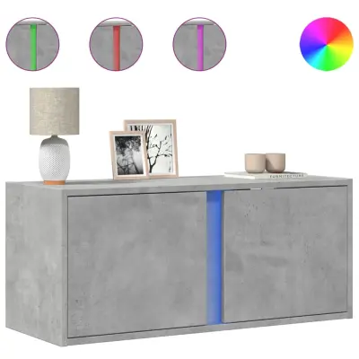 Stenska TV omarica - TV stojalo - Televizijska omarica z LED lučkami betonsko siva 80x31x35 cm
