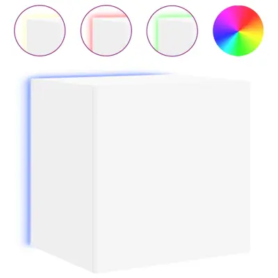 Stenska TV omarica - TV stojalo - Televizijska omarica z LED lučkami bela 40,5x35x40 cm
