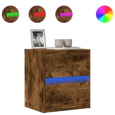 Stenska TV omarica - TV stojalo - Televizijska omarica z LED lučkami dimljeni hrast 41x31x45 cm