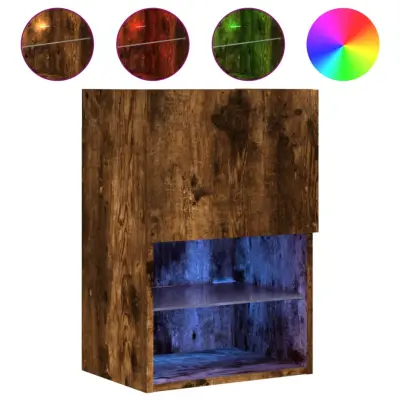 TV omarica - TV stojalo - Televizijska omarica z LED lučkami dimljeni hrast 40,5x30x60 cm
