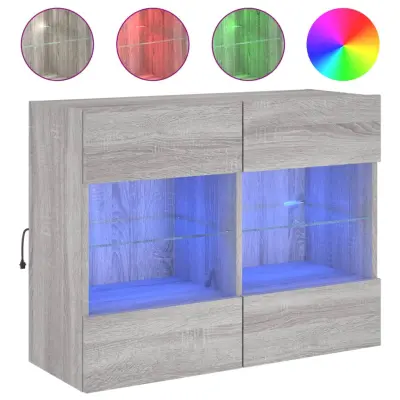 Stenska TV omarica - TV stojalo - Televizijska omarica z LED lučkami siva sonoma 78,5x30x60,5 cm