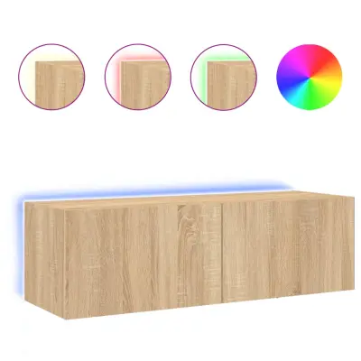 Stenska TV omarica - TV stojalo - Televizijska omarica z LED lučkami sonoma hrast 100x35x31 cm