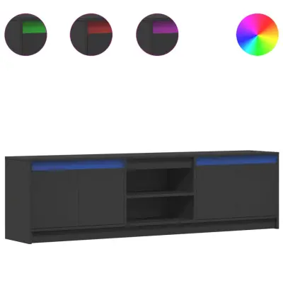 TV omarica - TV stojalo - Televizijska omarica z LED črna 180x34x50 cm inženirski les