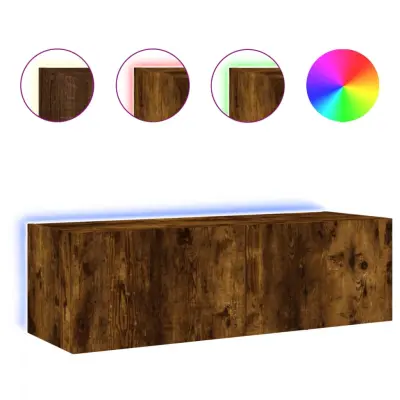 Stenska TV omarica - TV stojalo - Televizijska omarica z LED lučkami dimljeni hrast 100x35x31 cm