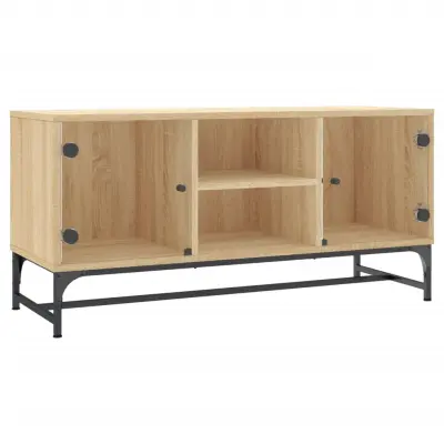 TV omarica - TV stojalo - Televizijska omarica s steklenimi vrati sonoma hrast 102x37x50 cm