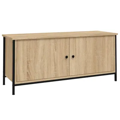 TV omarica - TV stojalo - Televizijska omarica z vrati sonoma hrast 102x35x45 cm inženirski les
