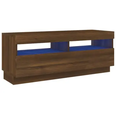 TV omarica - TV stojalo - Televizijska omarica z LED lučkami rjavi hrast 100x35x40 cm