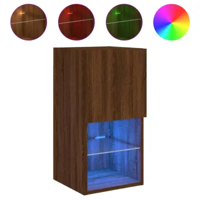 TV omarica - TV stojalo - Televizijska omarica z LED lučkami rjavi hrast 30,5x30x60 cm