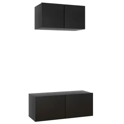 Komplet TV omarice - TV enot 2-delni črna inženirski les