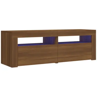 TV omarica - TV stojalo - Televizijska omarica z LED lučkami rjav hrast 120x35x40 cm