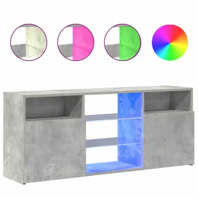 TV omarica - TV stojalo - Televizijska omarica z LED lučkami betonsko siva 120x30x50 cm