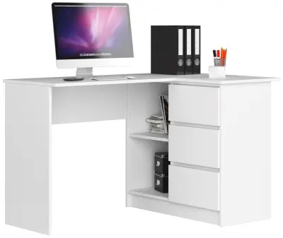 KOTNI PISALNA MIZA B16 124 cm DESNO 3 Predali BELO