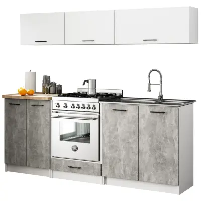 KITCHEN FURNITURE SET OLIVIA G1 2.0M WHITE-BETON