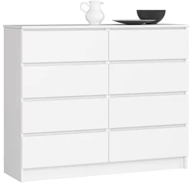 KOMODA K 120 cm 8 PREDALNIKOV BELE