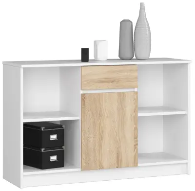 KOMODA B-17 120 cm 1 Predal 1 Vrata BELO / SONOMA