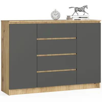 KOMODA K140 2D 4SZ CLP DĄB ARTISAN / SIVA