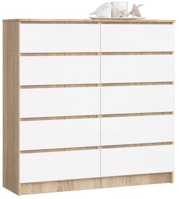KOMODA K120 10SZ CLP PK DĄB SONOMA / BELO