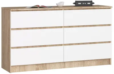 KOMODA K140 6SZ CLP DĄB SONOMA / BELO