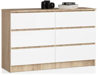 KOMODA K120 6SZ CLP DĄB SONOMA / BELO