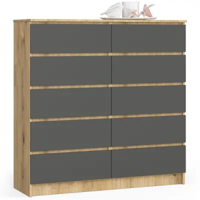 KOMODA K120 10SZ CLP PK DĄB ARTISAN / SIVI