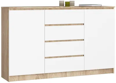 KOMODA K160 2D 4SZ CLP DĄB SONOMA / BELO