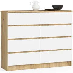KOMODA K120 8SZ CLP DĄB ARTISAN / BELO