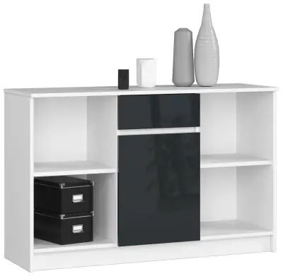 KOMODA B-17 120 cm 1 Predal 1 Vrata BELO / GRAFITNI SJAJ