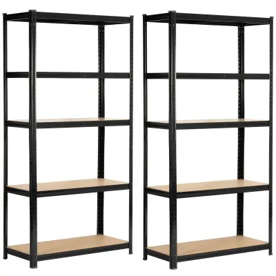 2x METAL SHELF 90x40x180 ČRNA