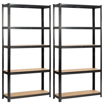 2x kovinska garažna polica 90x30x180 črna