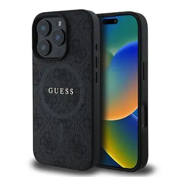Originalni GUESS ovitek GUHMP16LG4GFRK za iPhone 16 Pro - MagSafe - PU Leather  - črn