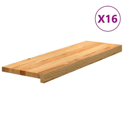 vidaXL Podloge za stopnice 16 kosov rjave 80x30x2 cm trdna hrastovina