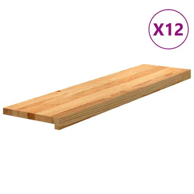vidaXL Podloge za stopnice 12 kosov rjave 100x30x2 cm trdna hrastovina