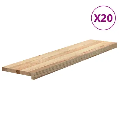 vidaXL Podloge za stopnice 20 kosov 110x30x2 cm trdna hrastovina