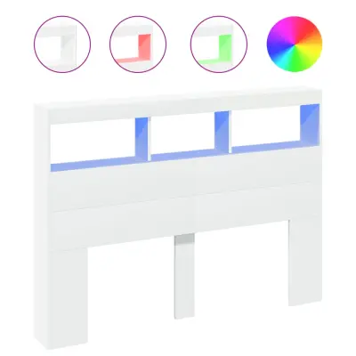 Posteljno vzglavje - Vzglavna omarica - Nočna omarica LED bela 140x17x102 cm