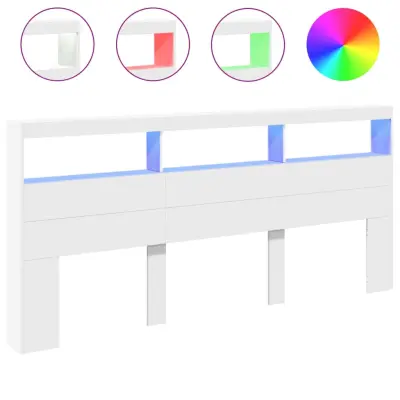 Posteljno vzglavje - Vzglavna omarica - Nočna omarica LED bela 220x17x102 cm