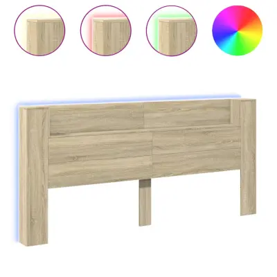 Posteljno vzglavje - Vzglavna omarica - Nočna omarica LED sonoma hrast 220x16,5x103,5 cm
