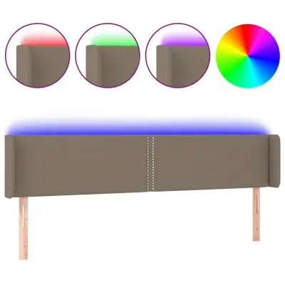 LED Posteljno vzglavje - Vzglavna omarica - Nočna omarica taupe 203x16x78/88 cm blago