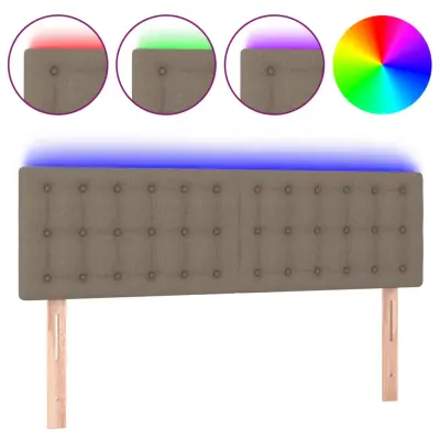LED Posteljno vzglavje - Vzglavna omarica - Nočna omarica taupe 144x5x78/88 cm blago