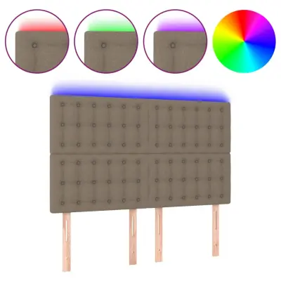 LED Posteljno vzglavje - Vzglavna omarica - Nočna omarica taupe 144x5x118/128 cm blago