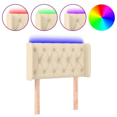 LED Posteljno vzglavje - Vzglavna omarica - Nočna omarica krem 83x16x78/88 cm blago