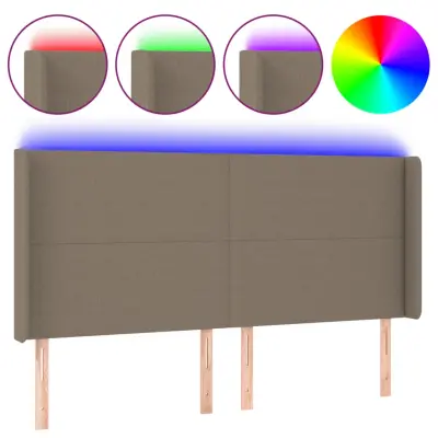 LED Posteljno vzglavje - Vzglavna omarica - Nočna omarica taupe 163x16x118/128 cm blago