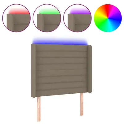 LED Posteljno vzglavje - Vzglavna omarica - Nočna omarica taupe 103x16x118/128 cm blago