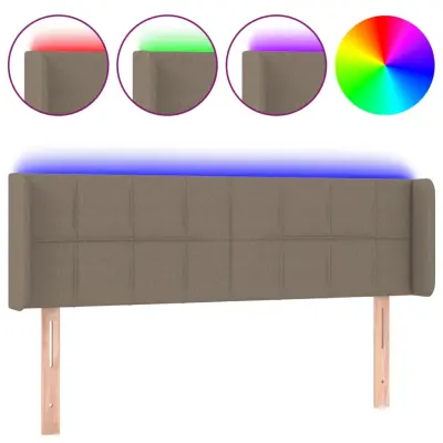 LED Posteljno vzglavje - Vzglavna omarica - Nočna omarica taupe 147x16x78/88 cm blago