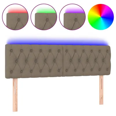 LED Posteljno vzglavje - Vzglavna omarica - Nočna omarica taupe 144x7x78/88 cm blago