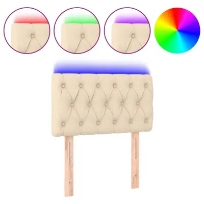 LED Posteljno vzglavje - Vzglavna omarica - Nočna omarica krem 80x7x78/88 cm blago