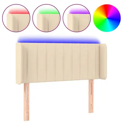 LED Posteljno vzglavje - Vzglavna omarica - Nočna omarica krem 103x16x78/88 cm blago