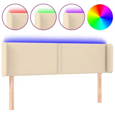 LED Posteljno vzglavje - Vzglavna omarica - Nočna omarica krem 147x16x78/88 cm blago