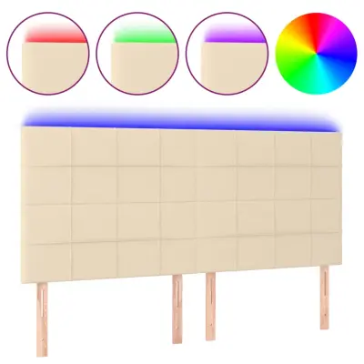 LED Posteljno vzglavje - Vzglavna omarica - Nočna omarica krem 160x5x118/128 cm blago