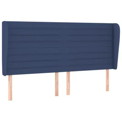Vzglavna omarica - Nočna omarica - Posteljna omarica z ušesi modro 163x23x118/128 cm blago