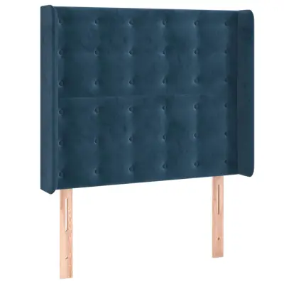 Vzglavna omarica - Nočna omarica - Posteljna omarica z ušesi temno modro 103x16x118/128 cm žamet